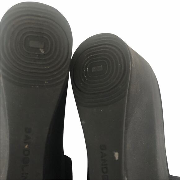 Bandolino Women Sandal Shoes 8.5 Black Slide In Wedge 3 Strap Backless Office - Picture 5 of 11